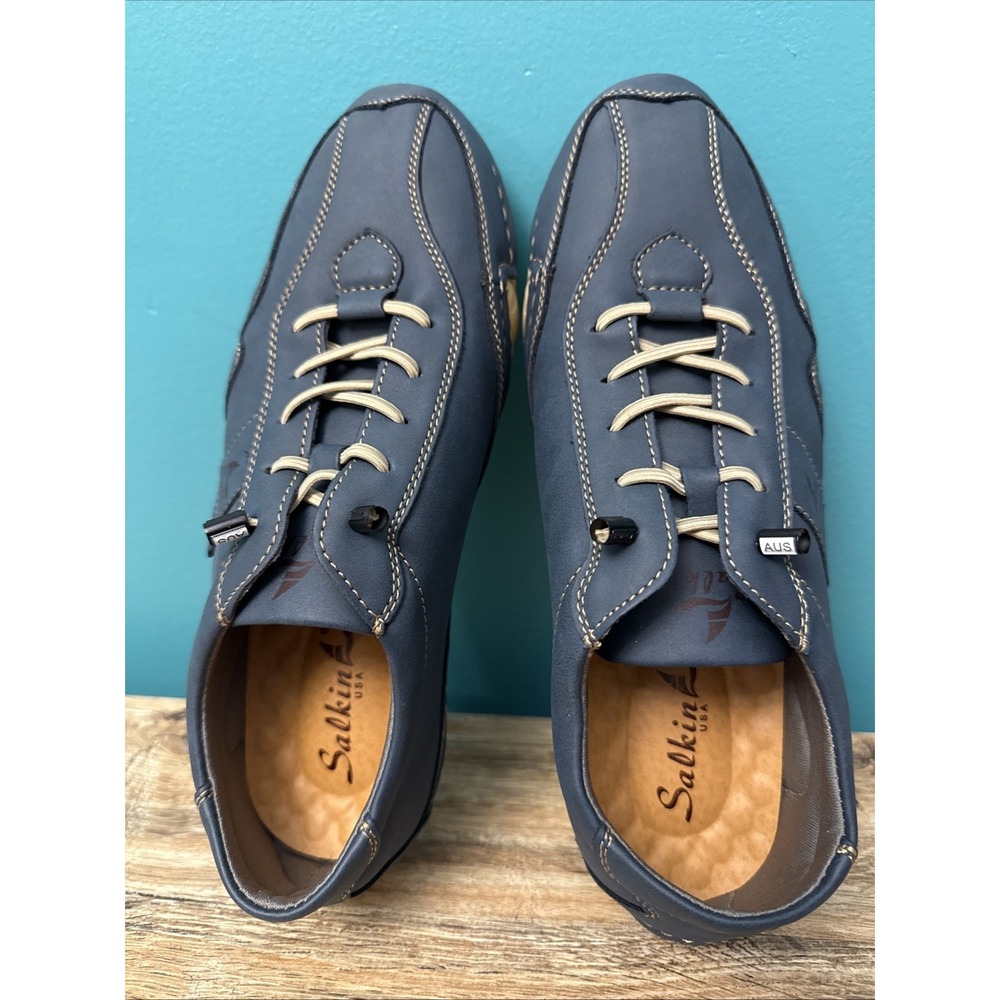 Salkin Shoes Retro Classic Low Top Leather Easy Lace Barefoot EU 38 US Mn 6 Wm 8